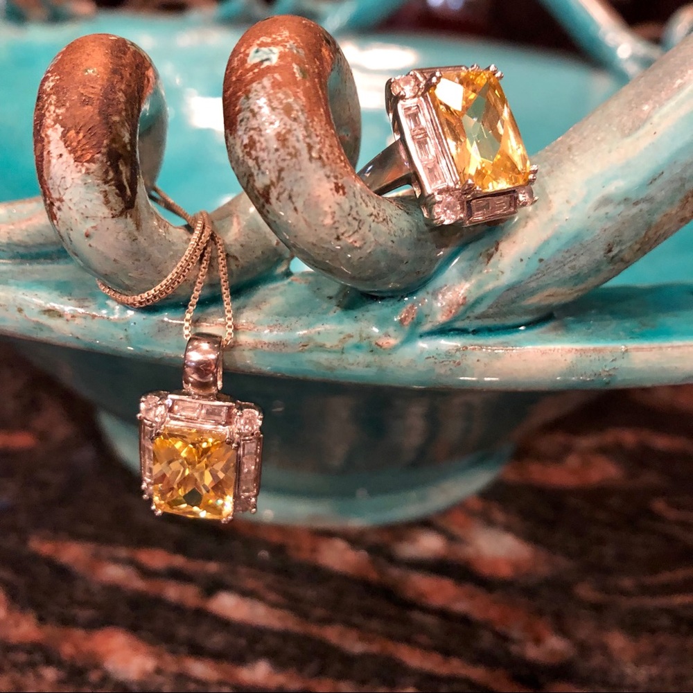 CITRINE AND S.SILVER NECKLACE & RING
